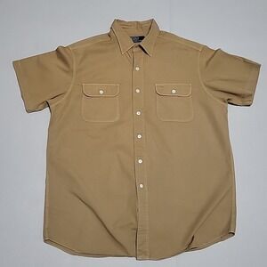 Polo Ralph Lauren Mens Large Tan Double Pocket Short Sleeve Button Down Shirt